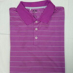 Adidas Climalite Men's Short Sleeves w/ Collar Polo Shirt - Striped Fuchsia -2XL